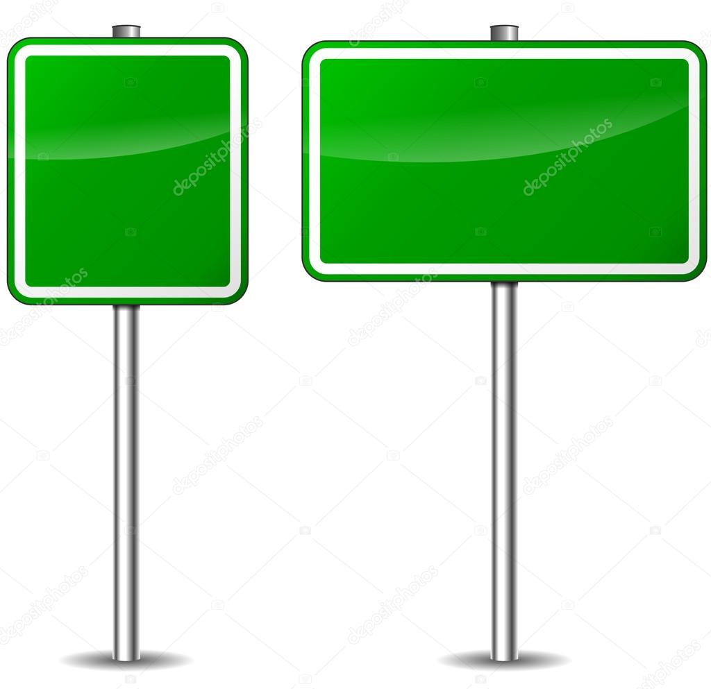 Vector green blank traffic signs