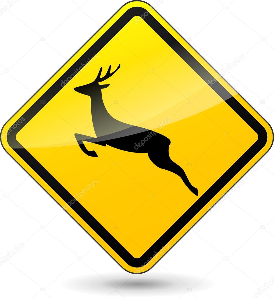 Signo amarillo de venado vectorial vector, gráfico vectorial