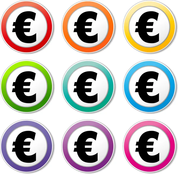 Ícones de euro — Vetor de Stock