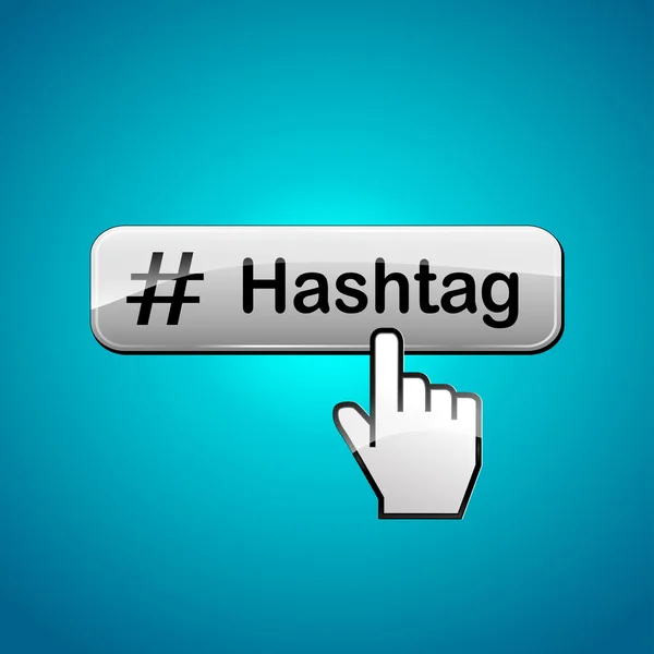 Hashtag έννοια κουμπί web — Διανυσματικό Αρχείο