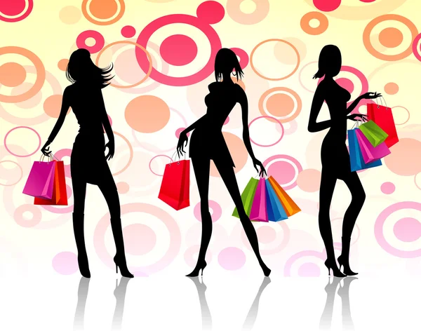 Mulheres de compras — Vetor de Stock