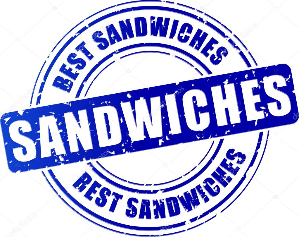 Illustration of sandwiches blue stamp design icon