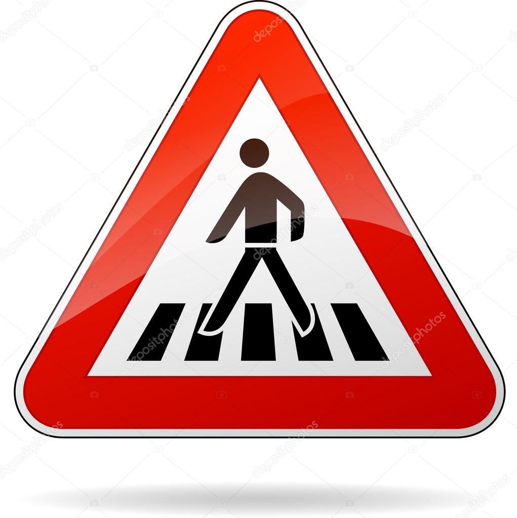 pedestrian crossing warning sign