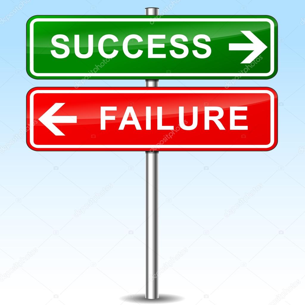 success and failure directional signs