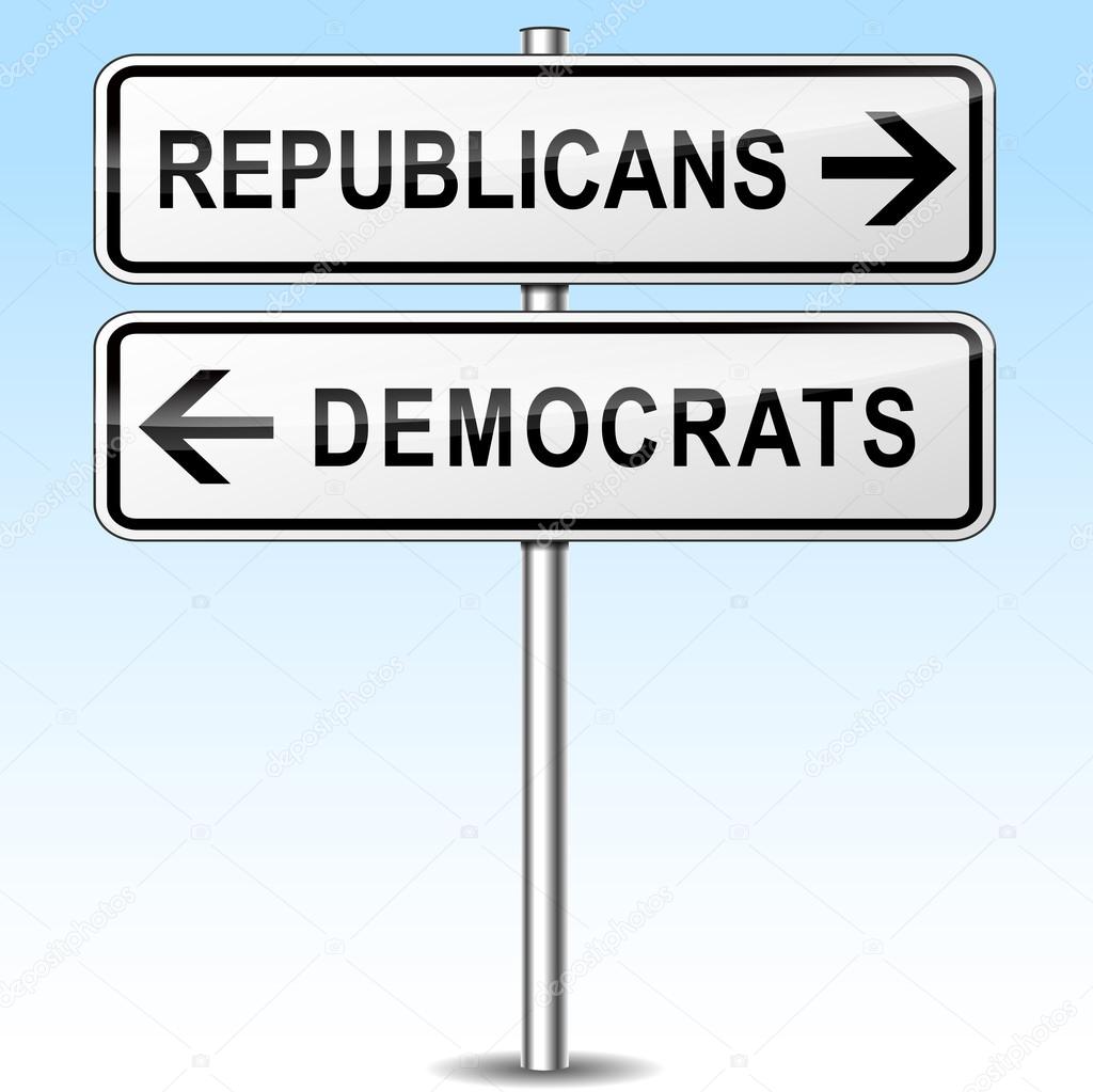 republicans and democrats directions sign