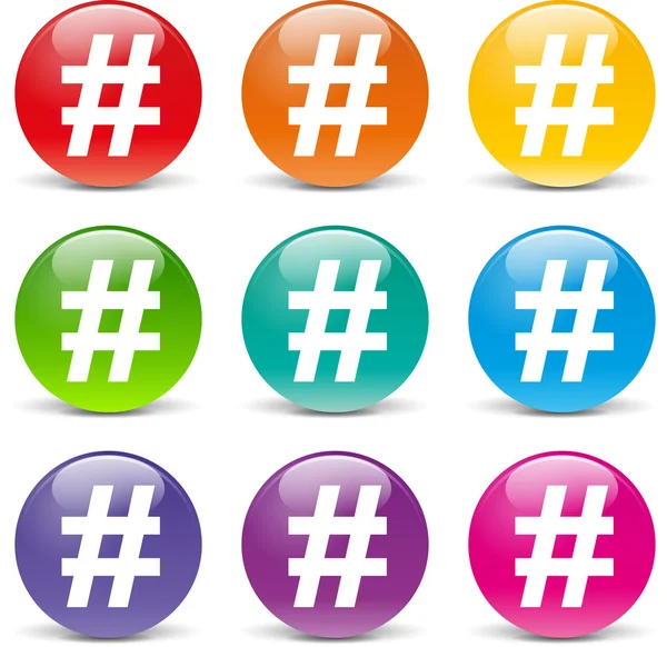 Ícones de hashtag — Vetor de Stock