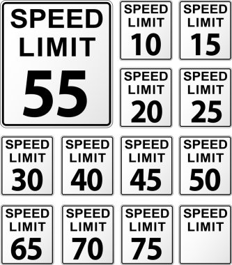 Speed limit signs clipart