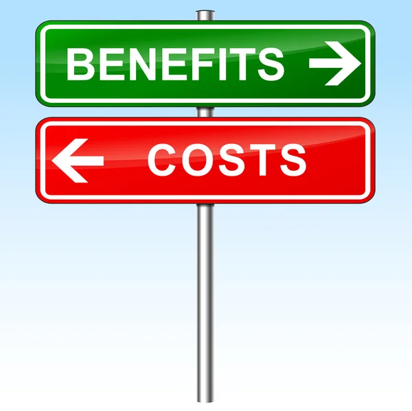 Benefits and costs signs — Stock Vector