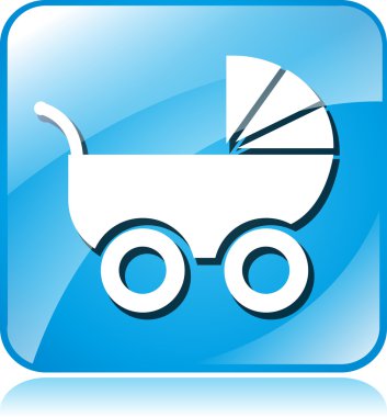 çocuk arabası mavi kare simgesi