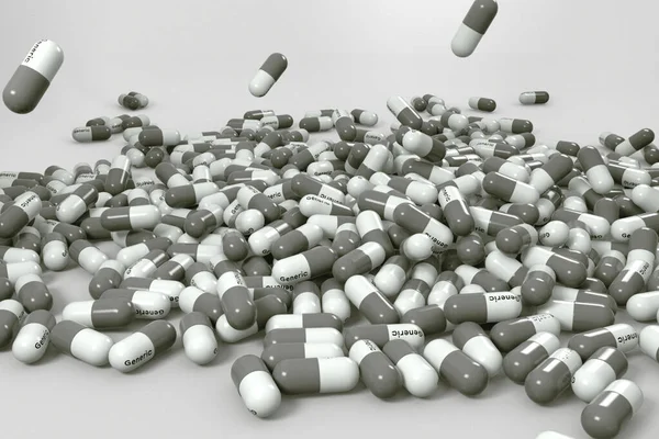 Tabletki Generyczne Kapsułki Model Czarno Biały — Zdjęcie stockowe
