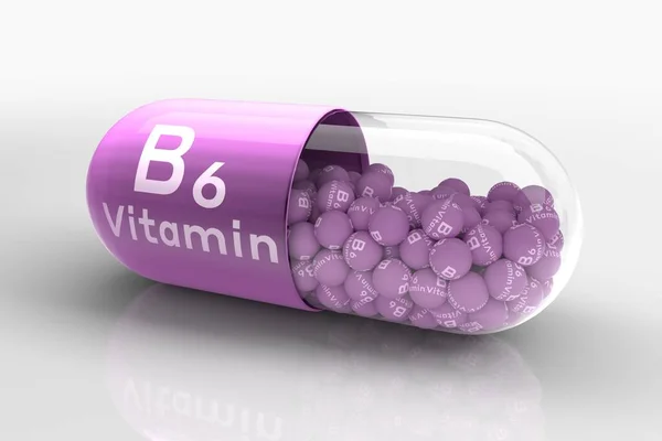 Vitamin Kapsle Pyridoxin Výživa Dieta Tácky Dieta Izolované Tablety Vitamin — Stock fotografie