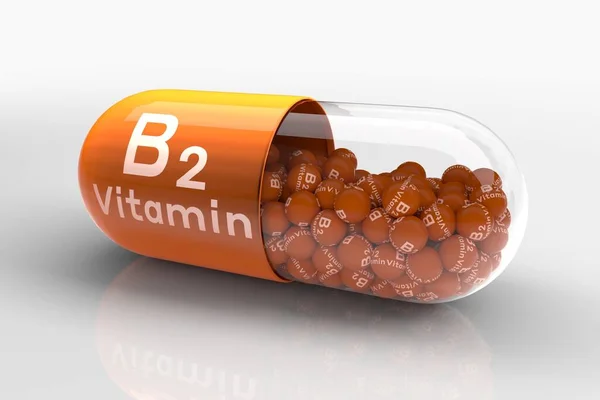 Riboflavin Vitamin Kapszula Táplálkozás Diéta Alátétek Élet Szín Diéta Izolált — Stock Fotó