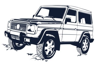 Offroad araba ayrıntılı hat sanatı