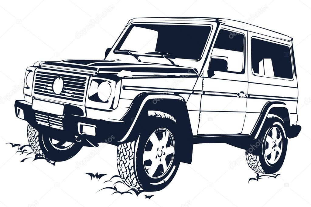 Offroad car detailed lineart