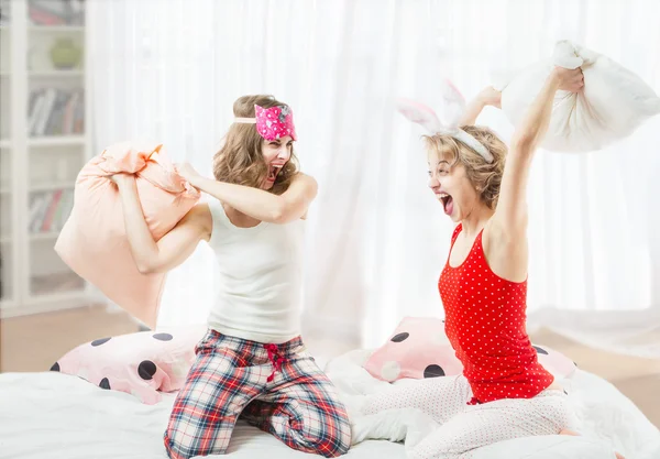 Crazy pillows fight — Stock Photo, Image
