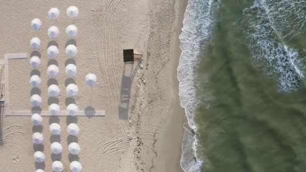 Imágenes Aéreas Verticales Estáticas Vista Superior Del Dron Vídeo Playa — Vídeo de stock