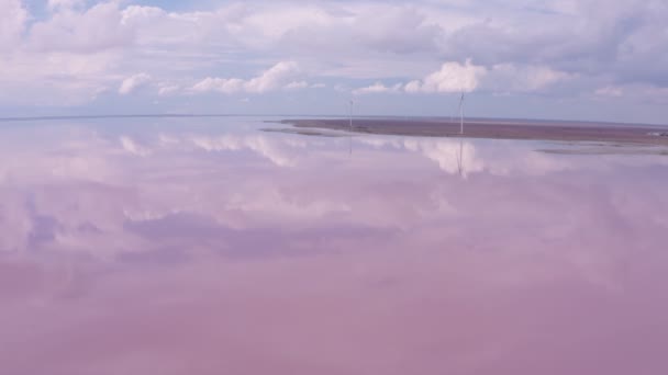 Luchtfoto Video Beelden Van Drone Bewegen Boven Unieke Natuurlijke Roze — Stockvideo