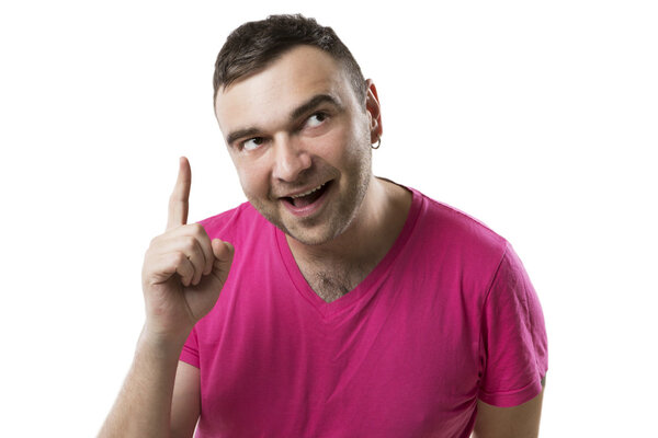 Счастливый веселый парень имеет отличную идею
!