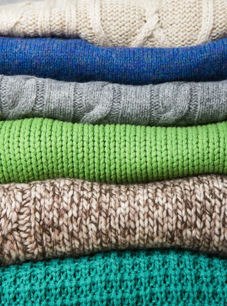 Pile knitted things. background texture — Stock Photo, Image