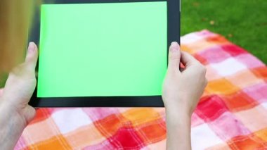 Tablet Pc ile yeşil bir ekran