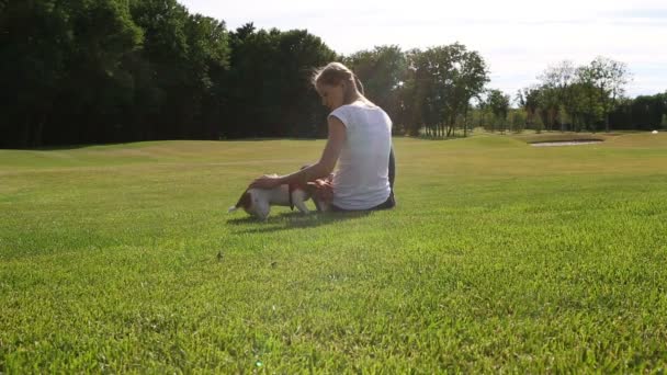 Spelen met hond — Stockvideo