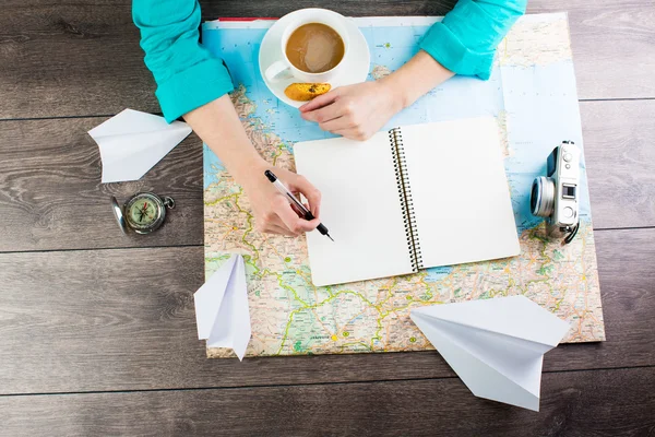 planning travel for a cup of coffee.