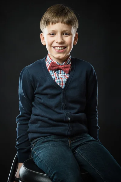 Close up portrait of young smiling cute boy — Stock Photo, Image