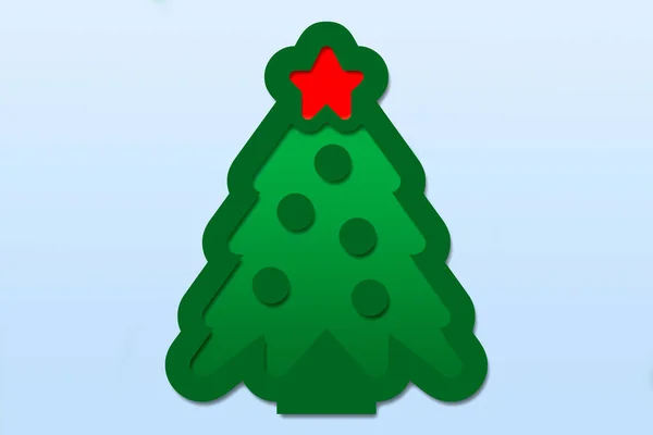 Illustratie Van Een Kerstboom Een Blauwe Achtergrond — Stockfoto