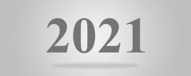 Yıl 2021, gelecek yılın panorama illüstrasyonu. Gri arkaplandaki gri sayılar.
