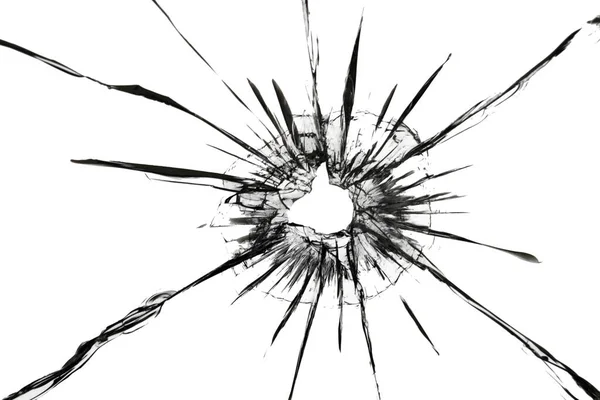 Effekten Sprickor Krossat Glas Från Ett Skott Ett Vapen Ett — Stockfoto