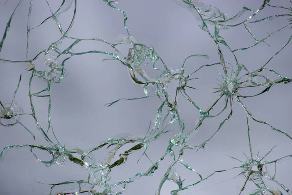 Sprucken Glas Konsistens Brutna Glasskott Vit Bakgrund — Stockfoto