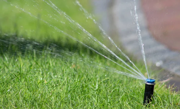 Automatic Lawn Watering System Automatic Watering Sprinkler — Stock Photo, Image