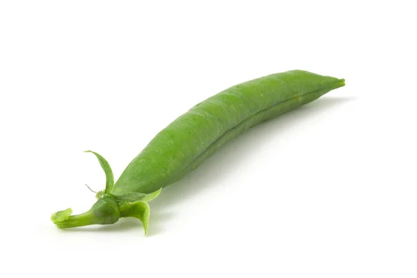 Изолированный Зеленый Гороховый Стручок Вегетарианские Бобовые Белом Фоне — стоковое фото