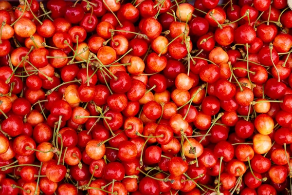 Sweet Cherries Top View Background Fresh Berries — Stock Photo, Image