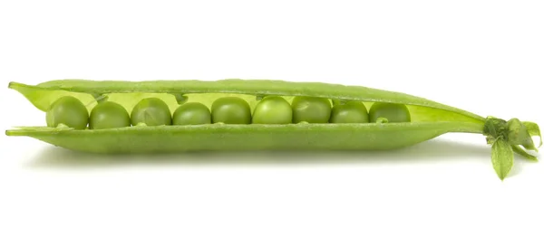 Open Pea Pod Lies White Background Isolated Full Focus Quick — Stock Photo, Image