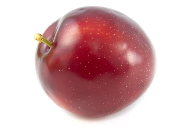 Piros Szilva Gyümölcs Elszigetelt Fehér Alapon — Stock Fotó