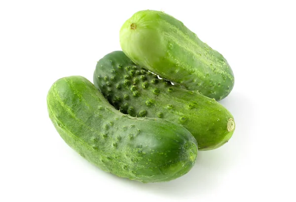 Three Fresh Cucumbers Isolated White Background — Stock Photo, Image