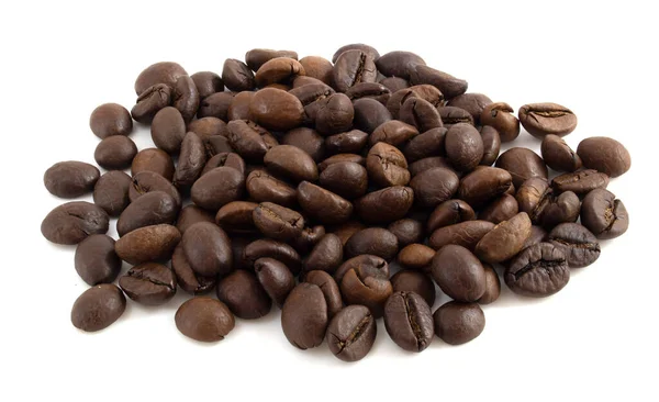 在白色背景下分离的咖啡豆 — 图库照片