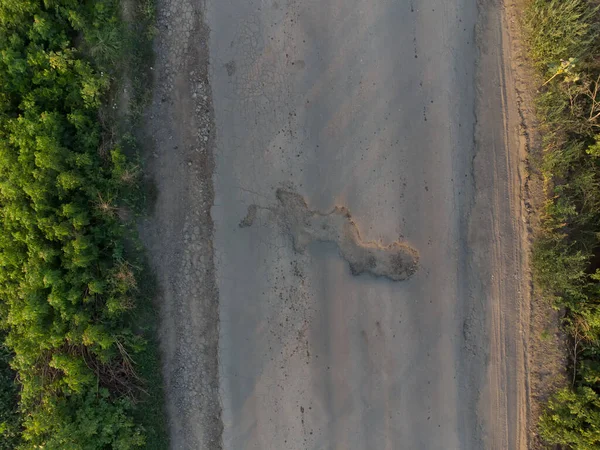 Broken Road Asfalt Top View — Stock fotografie