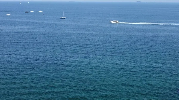 Mar Azul Yates Barcos Barcos Flotan Agua Vista Aérea Dron — Foto de Stock