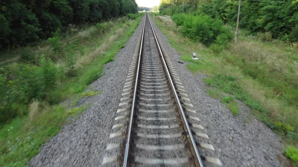 Acima Dos Trilhos Ferroviários Estrada Para Comboios — Fotografia de Stock