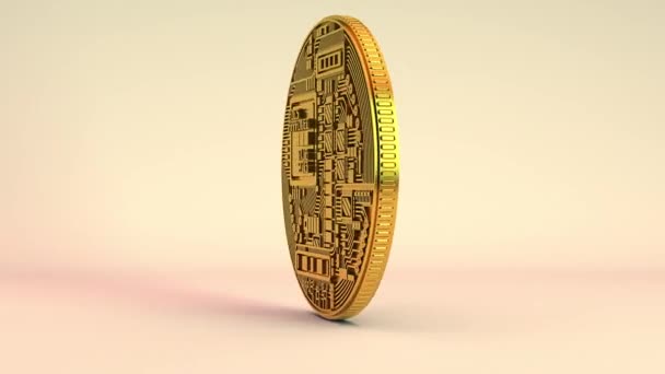 Kryptowährung Bitcoin Gerenderte Münzspinnerei Nahtlos Lückenhaft Lizenzfreies Stock-Filmmaterial