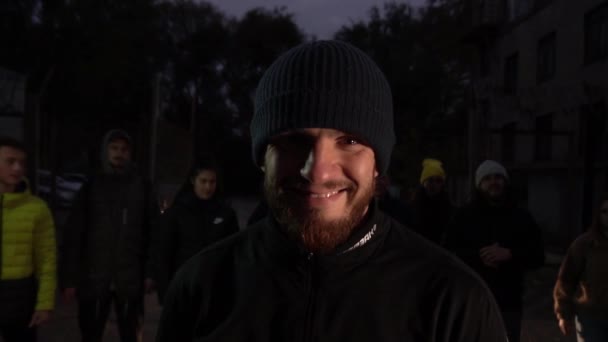 ZAPOROZHYA, UKRAINE - JULY14, 2020: man with beard looking camera, smiling — 비디오