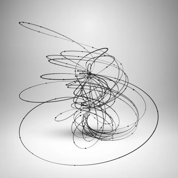 Elemento de alambre abstracto con líneas y puntos conectados . — Vector de stock