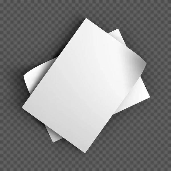 Modélisation de feuilles de papier sur fond transparent. Illustration vectorielle . — Image vectorielle