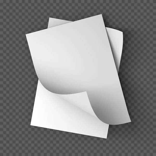 Modélisation de feuilles de papier sur fond transparent. Illustration vectorielle . — Image vectorielle