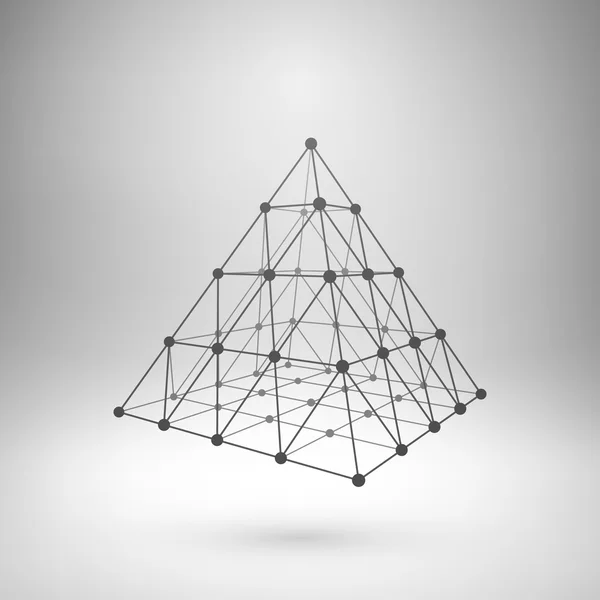 Wireframe mesh månghörnigt pyramid. — Stock vektor