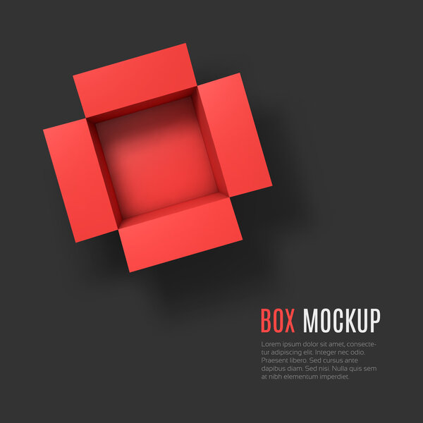 Open box mockup template. Top view.