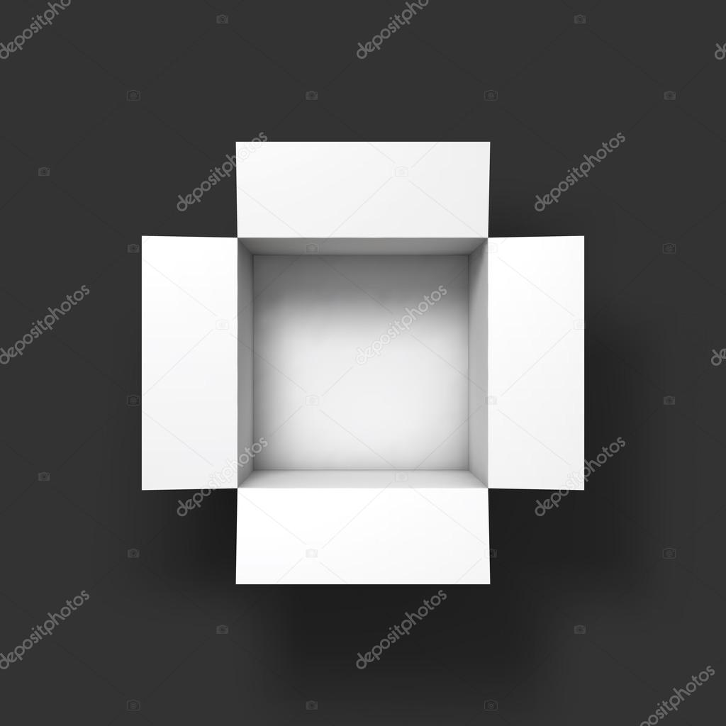 Open box mockup template. Top view.
