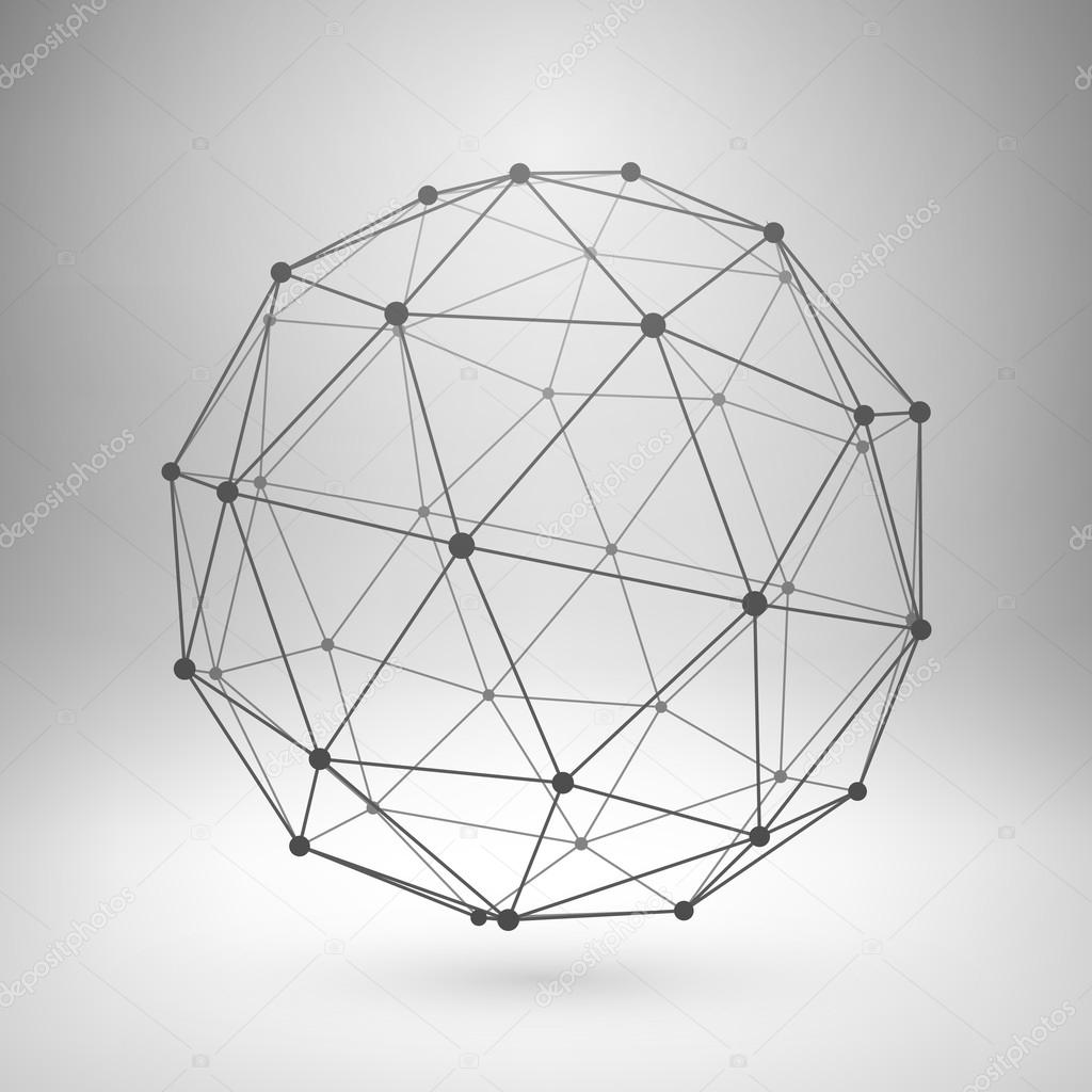 Wireframe mesh polygonal sphere.